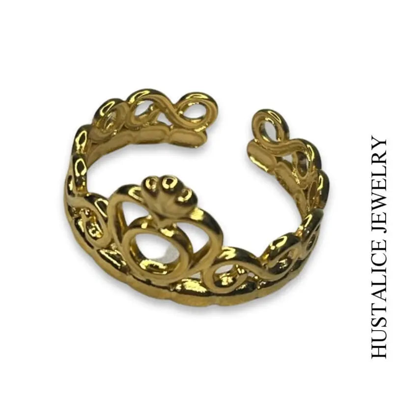 Princes Stainless Steel Adjustable Ring Color Gold - HUSTALICE