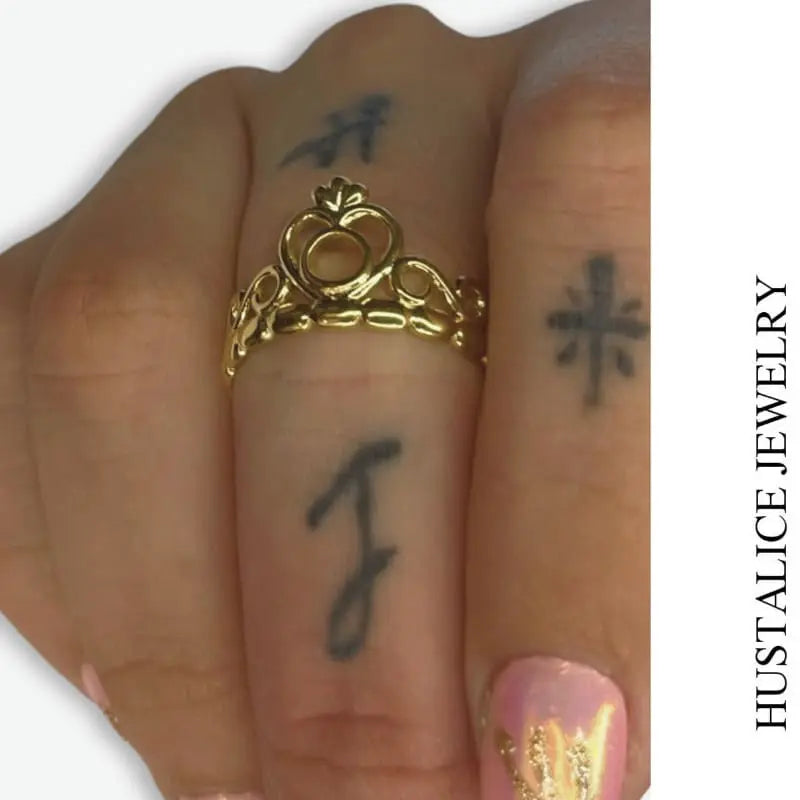 Princes Stainless Steel Adjustable Ring Color Gold - HUSTALICE