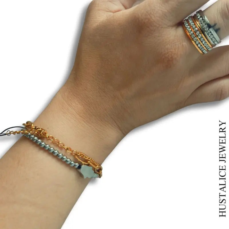 Bling Stainless Steel Ring Color Gold Diferent Sizes - HUSTALICE