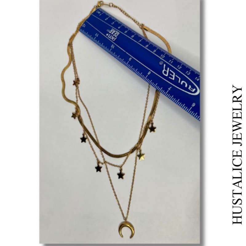 Moon Star Stainless Steel Necklace Color Gold - HUSTALICE