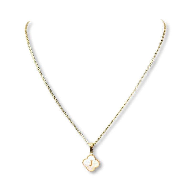 Lucky Trebol Stainless Steel Necklaces Letters Color Gold - HUSTALICE