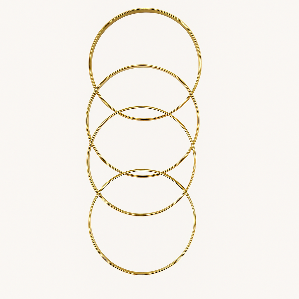 African Set of 4 Silver and Gold Bangle bracelet