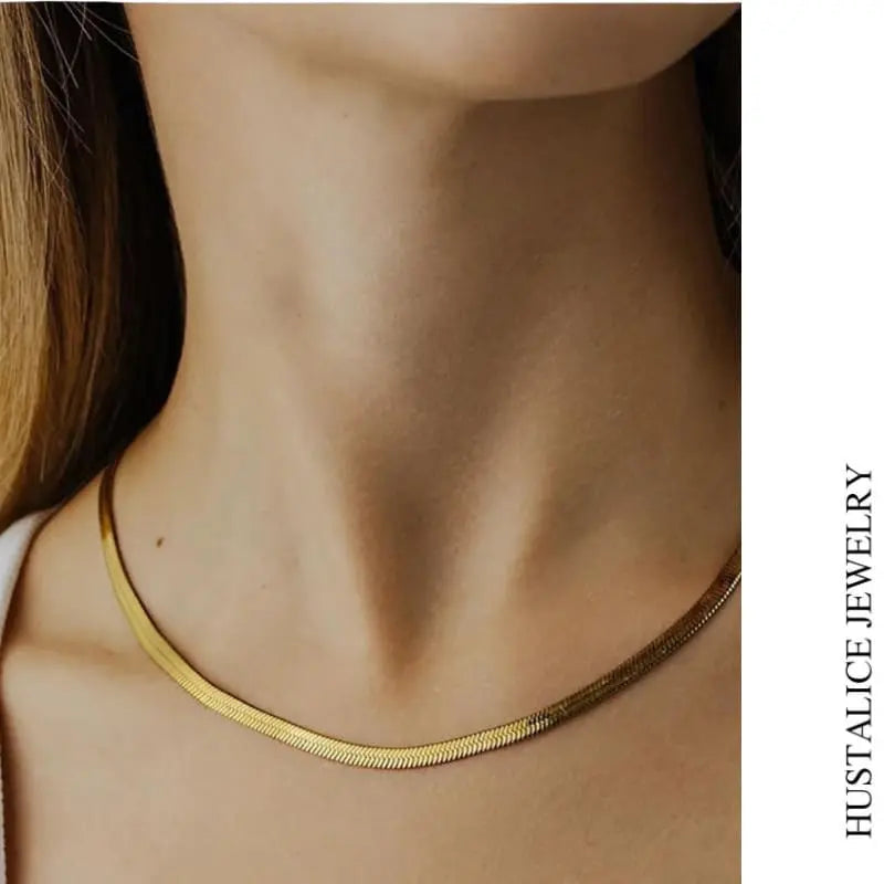 Trendy Stainless Steel Necklace Color Gold - HUSTALICE