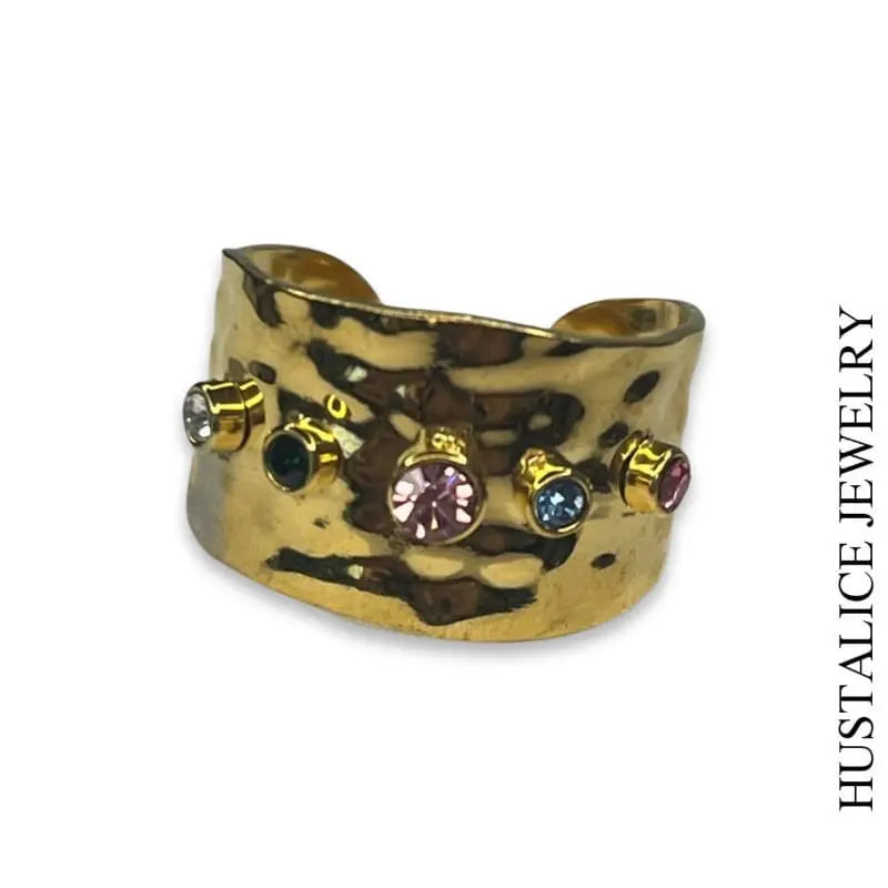 Universo Stainless Steel Adjustable Ring Color Gold - HUSTALICE