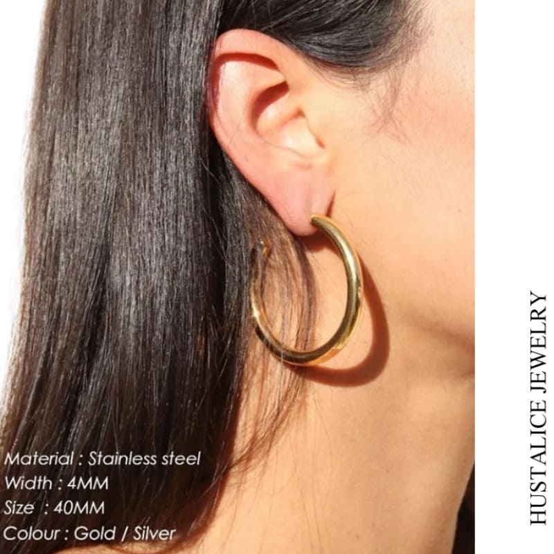 Vintage Stainless Steel Hoops Color Silver/Gold - HUSTALICE