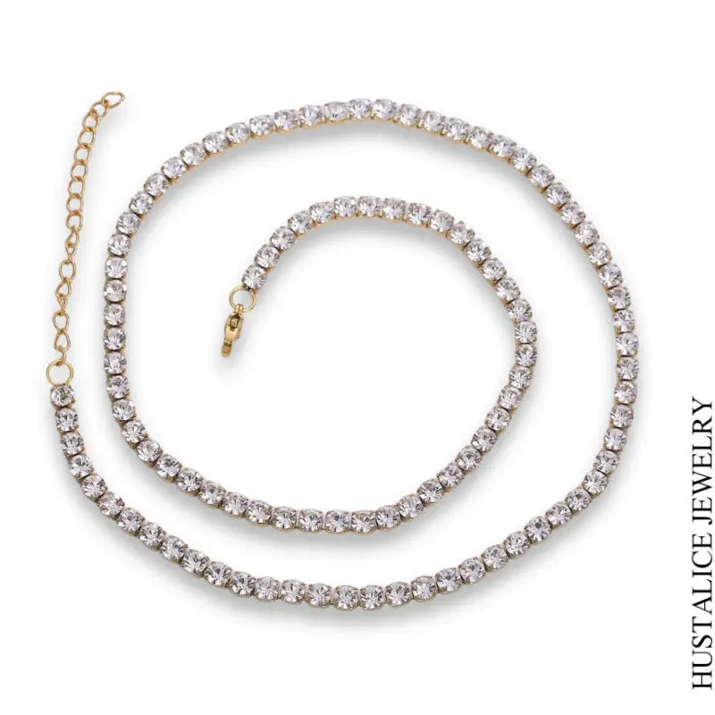 Waterproof Circonia Chain Stainless Steel Necklace Color Silver/Gold - HUSTALICE