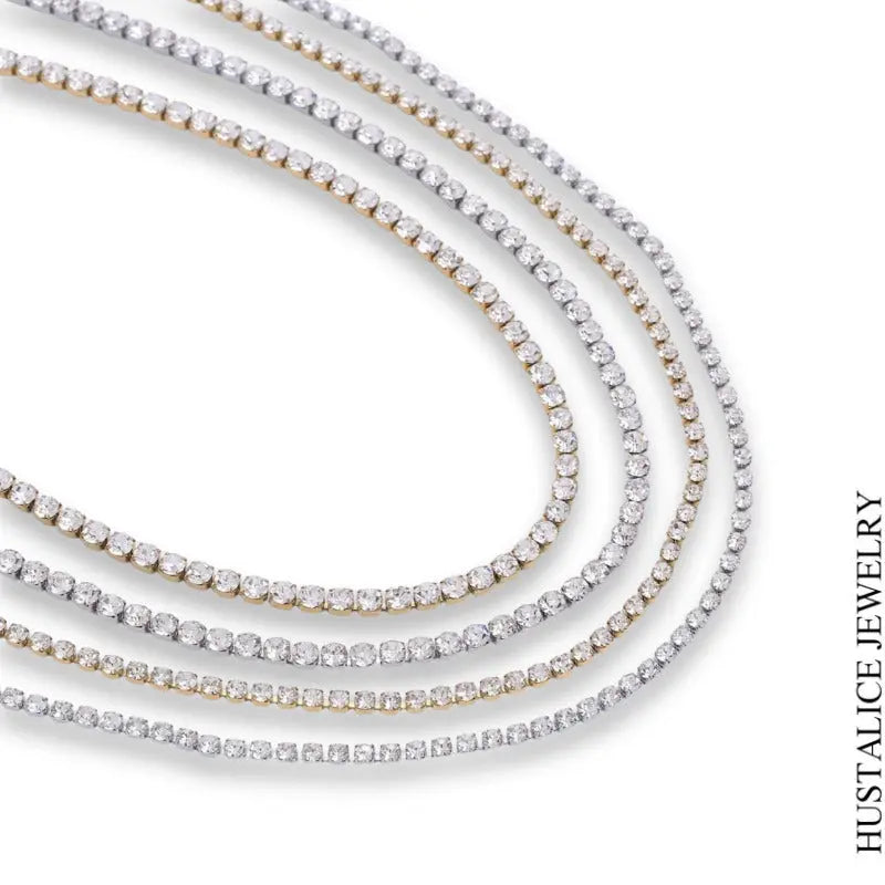 Waterproof Circonia Chain Stainless Steel Necklace Color Silver/Gold - HUSTALICE