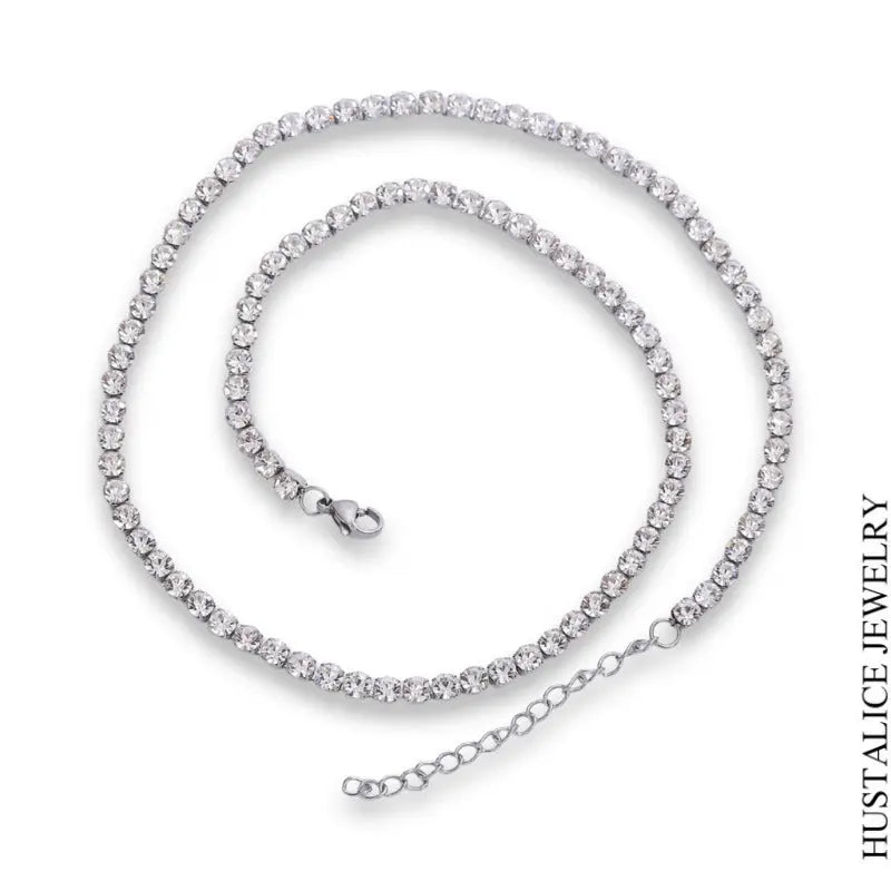Waterproof Circonia Chain Stainless Steel Necklace Color Silver/Gold - HUSTALICE