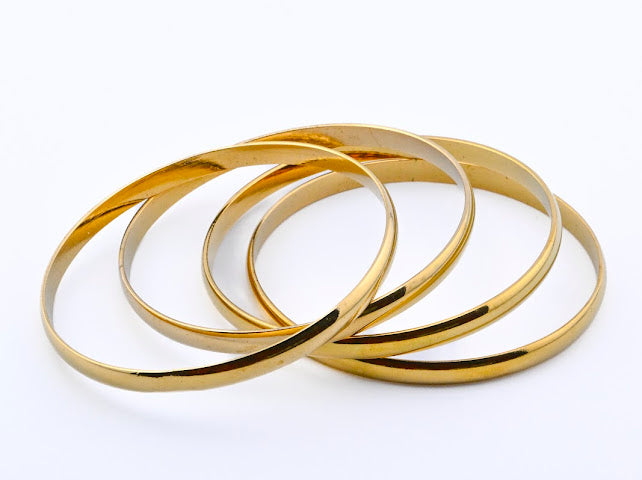 African Set of 4 Silver and Gold Bangle bracelet