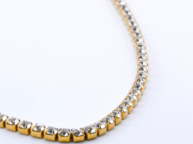 Waterproof Circonia Chain Stainless Steel Necklace Color Silver/Gold