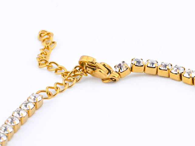 Waterproof Circonia Chain Stainless Steel Necklace Color Silver/Gold