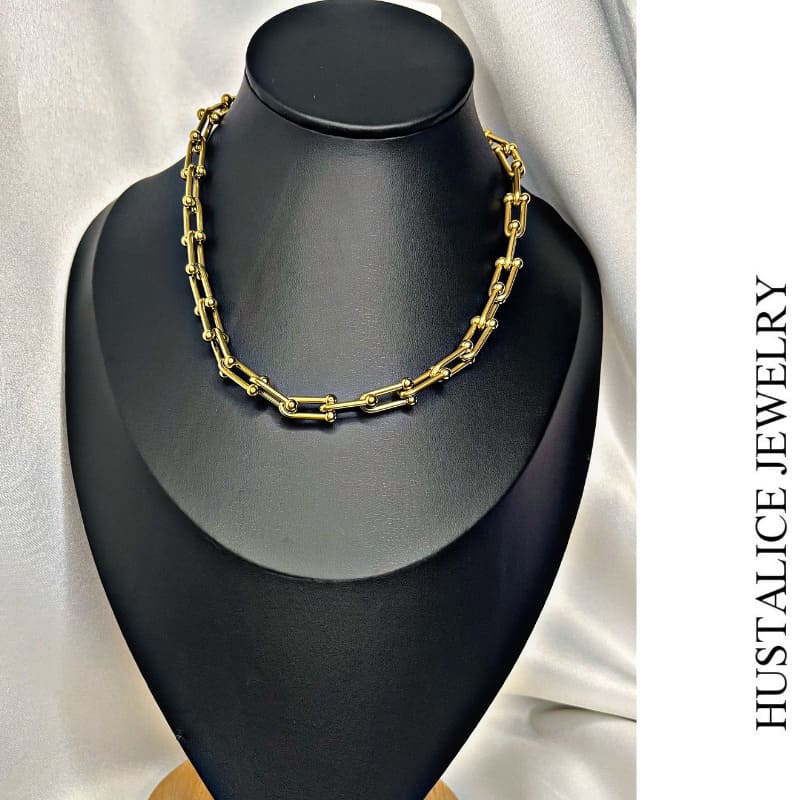 Pretzel Stainless Steel Necklace Color Gold - HUSTALICE 