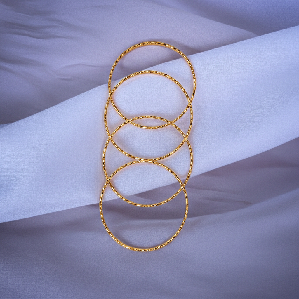 African Bangle Bracelet Set of 4 | Silver & Gold | Stackable Women's Jewelry