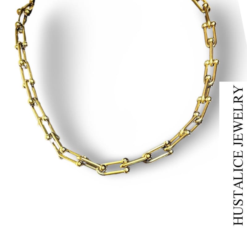 Pretzel Stainless Steel Necklace Color Gold - HUSTALICE 