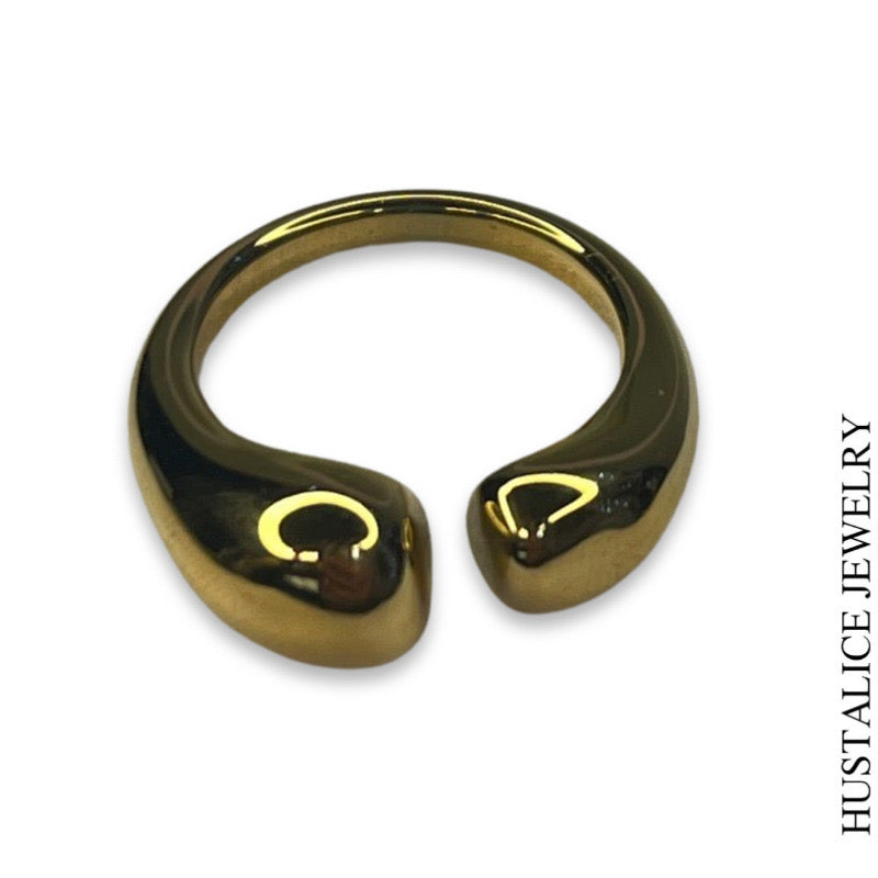 Biggie Stainless Steel Adjustable Ring Color Gold - HUSTALICE 