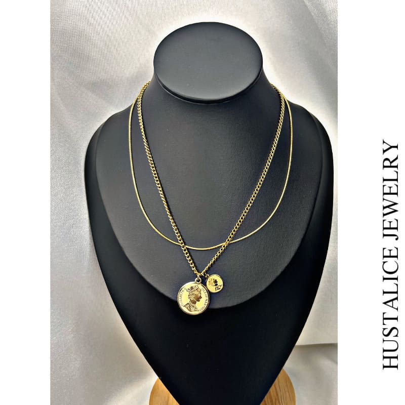 Elizabeth Stainless Steel Necklace Color Gold - HUSTALICE 