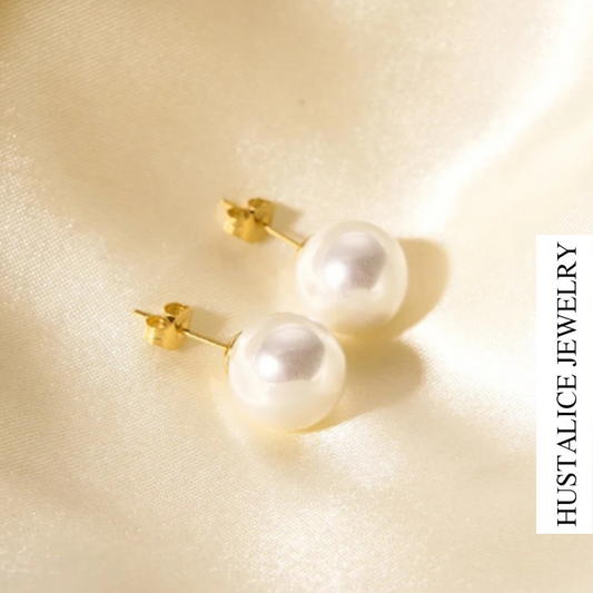 Pearl Earring Stainless steel Color Gold - HUSTALICE 