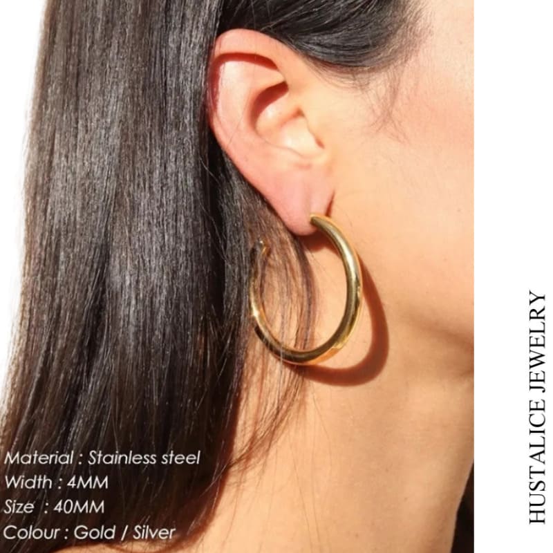 Vintage Stainless Steel Hoops Color Silver/Gold - HUSTALICE 