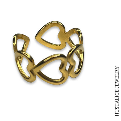 Lovely Stainless Steel Adjustable Ring Color Gold - HUSTALICE 