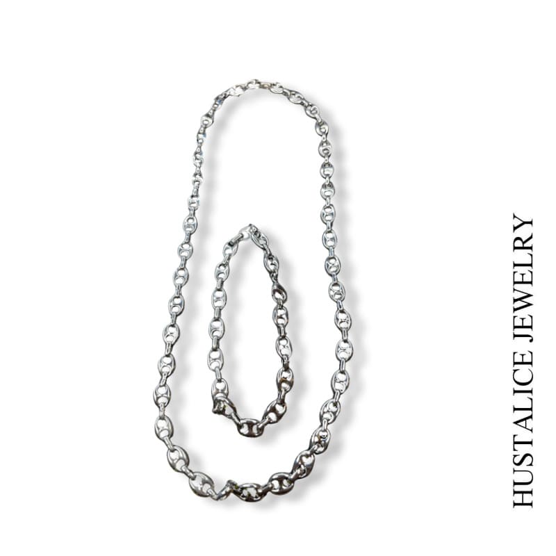 Diesel Stainless steel Necklace 2 Pieces Set Color Silver - HUSTALICE 